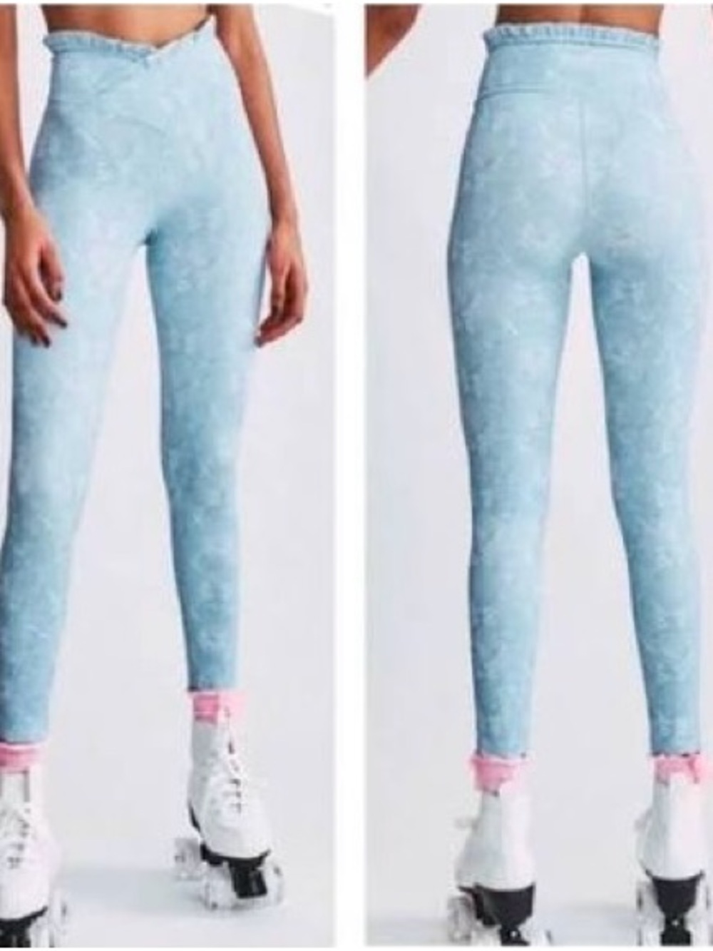 NWOT LOVESHACKFANCY X BEACH RIOT BLUE BOW ATHLETIC LEGGINGS